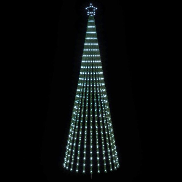 vidaXL LED vianočný stromček 300 cm 668 LED Studená biela Oceľ Čierna – Obrázok 3