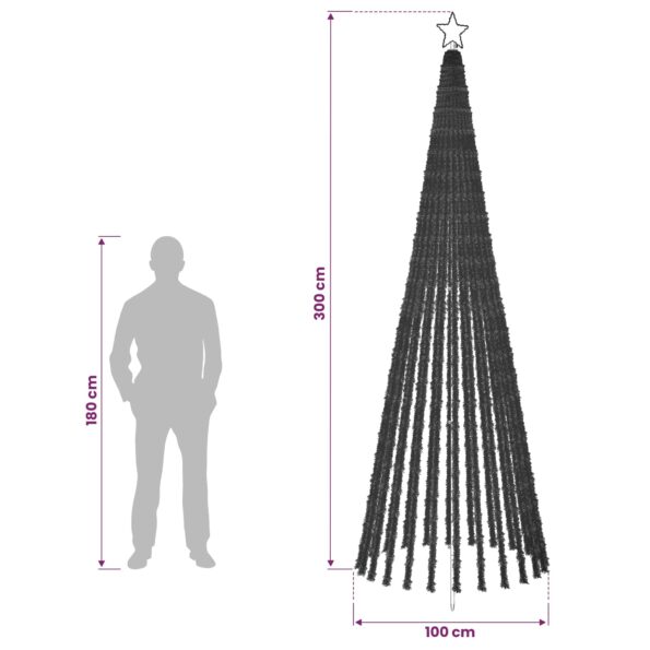 vidaXL LED vianočný stromček 300 cm 668 LED Studená biela Oceľ Čierna – Obrázok 5
