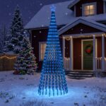 vidaXL LED vianočný stromček 300 cm 668 LED Modrá Oceľ Čierna