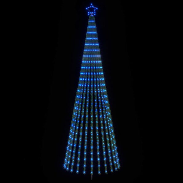 vidaXL LED vianočný stromček 300 cm 668 LED Modrá Oceľ Čierna – Obrázok 3