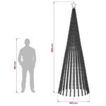 vidaXL LED vianočný stromček 300 cm 668 LED Modrá Oceľ Čierna – Obrázok 5