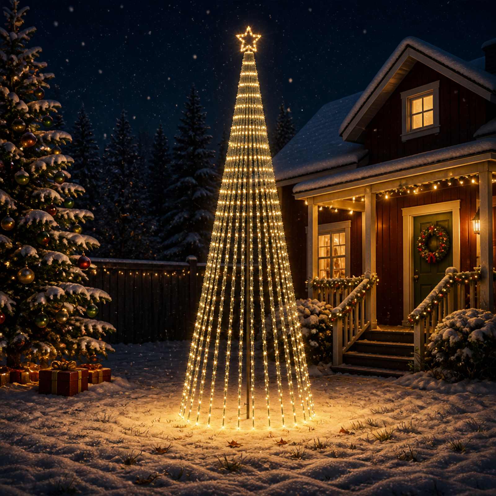 42050836_1.jpg vidaXL LED vianočný stromček 400 cm 1028 LED Teplá biela Oceľ Čierna – Obrázok 1