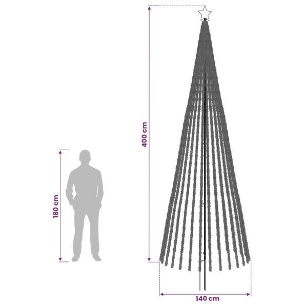 vidaXL LED vianočný stromček 400 cm 1028 LED Viac farieb Oceľ Čierna – Obrázok 5