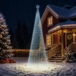 vidaXL LED vianočný stromček 500 cm 1524 LED Studená biela Oceľ Čierna