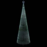 vidaXL LED vianočný stromček 500 cm 1524 LED Studená biela Oceľ Čierna – Obrázok 3