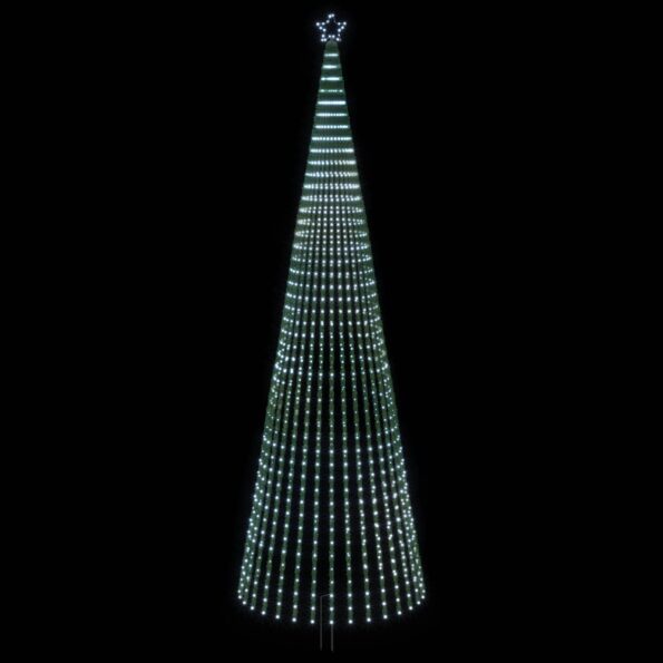 vidaXL LED vianočný stromček 500 cm 1524 LED Studená biela Oceľ Čierna – Obrázok 3