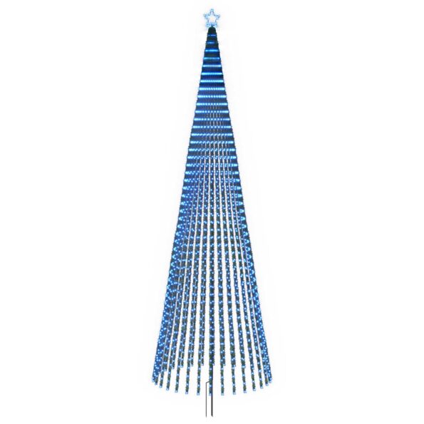 vidaXL LED vianočný stromček 500 cm 1524 LED Modrá Oceľ Čierna – Obrázok 2
