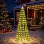 vidaXL LED vianočný stromček 150 cm 240 LED Teplá biela Oceľ Zelená