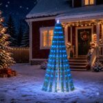 vidaXL LED vianočný stromček 150 cm 240 LED Modrá Oceľ Zelená