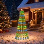 vidaXL LED vianočný stromček 150 cm 240 LED Viac farieb Oceľ Zelená