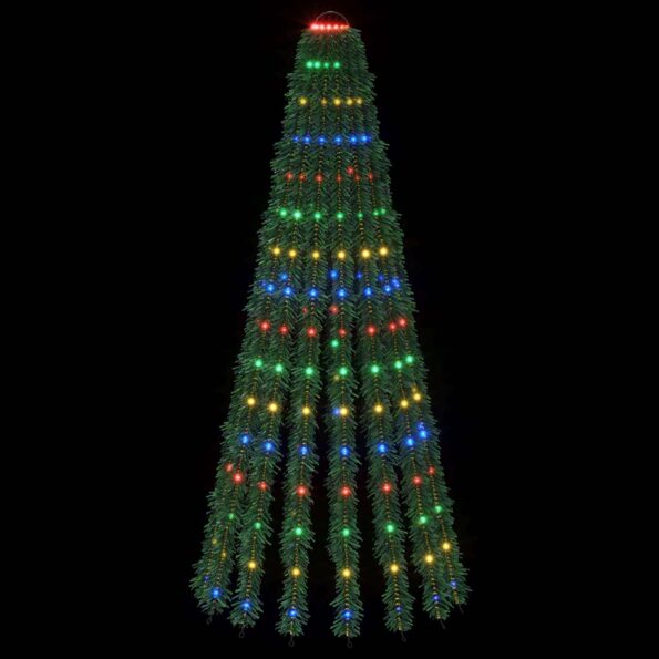 vidaXL LED vianočný stromček 150 cm 240 LED Viac farieb Oceľ Zelená – Obrázok 3