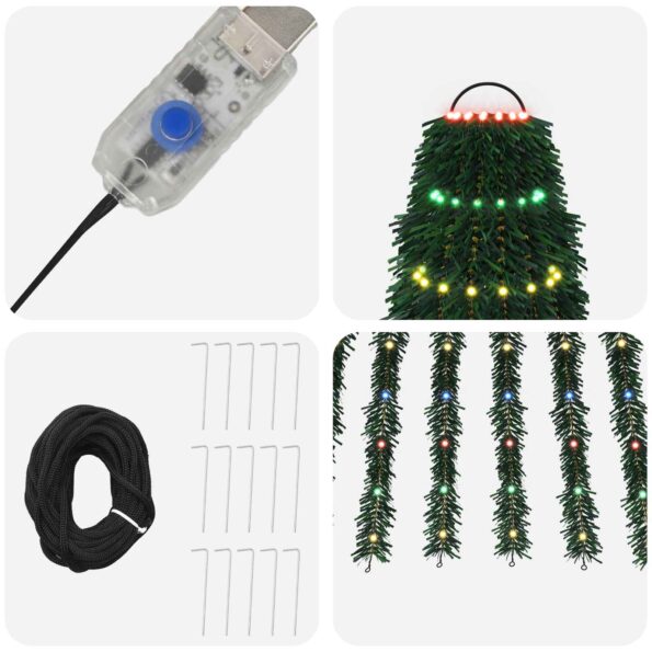 vidaXL LED vianočný stromček 150 cm 240 LED Viac farieb Oceľ Zelená – Obrázok 4