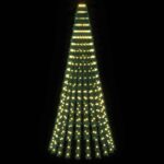 vidaXL LED vianočný stromček 220 cm 460 LED Teplá biela Oceľ Zelená – Obrázok 3