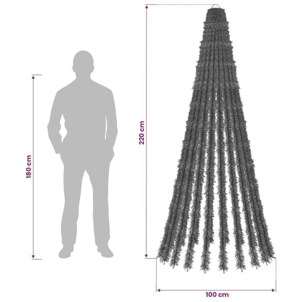 vidaXL LED vianočný stromček 220 cm 460 LED Teplá biela Oceľ Zelená – Obrázok 5
