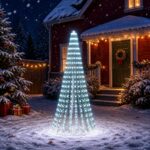 vidaXL LED vianočný stromček 220 cm 460 LED Studená biela Oceľ Zelená