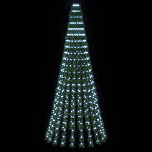 vidaXL LED vianočný stromček 220 cm 460 LED Studená biela Oceľ Zelená – Obrázok 3