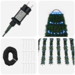 vidaXL LED vianočný stromček 220 cm 460 LED Modrá Oceľ Zelená – Obrázok 4
