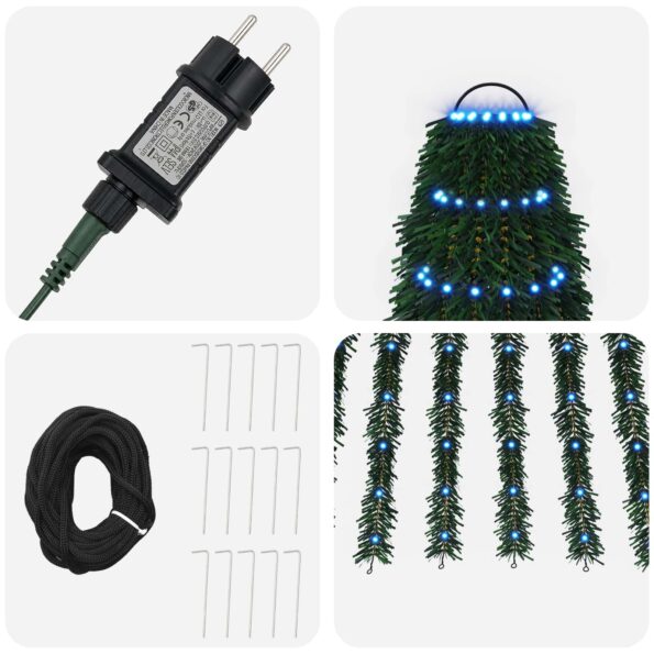 vidaXL LED vianočný stromček 220 cm 460 LED Modrá Oceľ Zelená – Obrázok 4