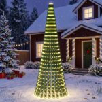 vidaXL LED vianočný stromček 270 cm 648 LED Teplá biela Oceľ Zelená