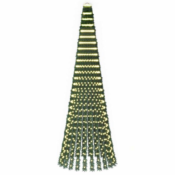 vidaXL LED vianočný stromček 270 cm 648 LED Teplá biela Oceľ Zelená – Obrázok 2
