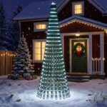 vidaXL LED vianočný stromček 270 cm 648 LED Studená biela Oceľ Zelená