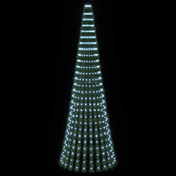vidaXL LED vianočný stromček 270 cm 648 LED Studená biela Oceľ Zelená – Obrázok 3
