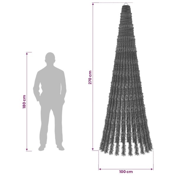 vidaXL LED vianočný stromček 270 cm 648 LED Studená biela Oceľ Zelená – Obrázok 5