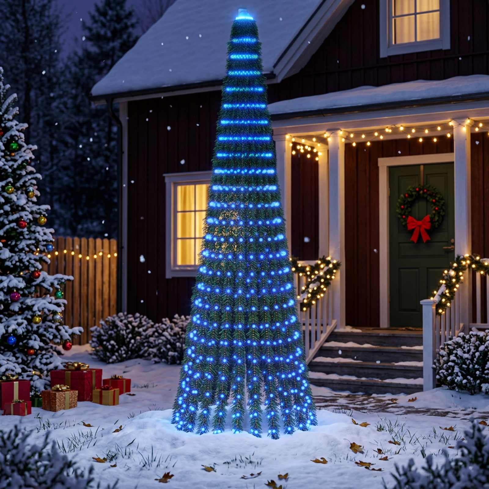 42050854_1.jpg vidaXL LED vianočný stromček 270 cm 648 LED Modrá Oceľ Zelená – Obrázok 1