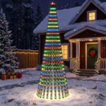 vidaXL LED vianočný stromček 270 cm 648 LED Viac farieb Oceľ Zelená