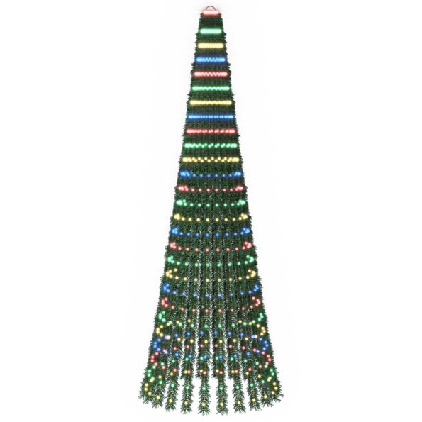 vidaXL LED vianočný stromček 270 cm 648 LED Viac farieb Oceľ Zelená – Obrázok 2