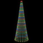 vidaXL LED vianočný stromček 270 cm 648 LED Viac farieb Oceľ Zelená – Obrázok 3