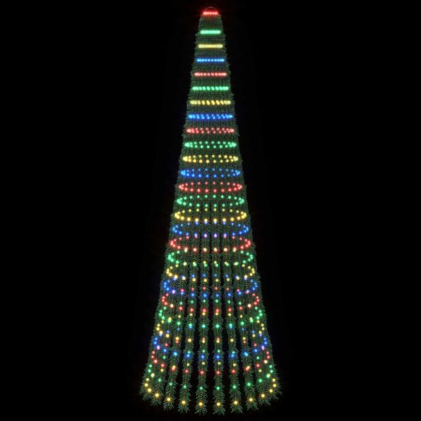 vidaXL LED vianočný stromček 270 cm 648 LED Viac farieb Oceľ Zelená – Obrázok 3