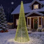 vidaXL LED vianočný stromček 370 cm 1008 LED Teplá biela Oceľ Zelená