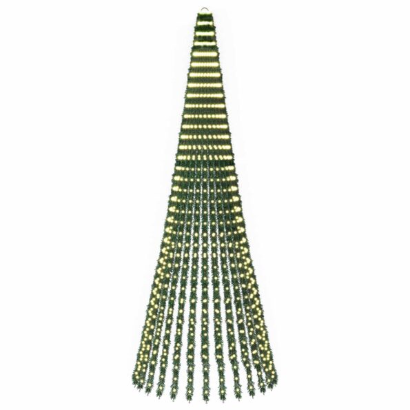 vidaXL LED vianočný stromček 370 cm 1008 LED Teplá biela Oceľ Zelená – Obrázok 2