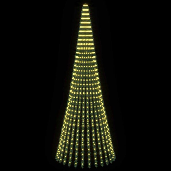 vidaXL LED vianočný stromček 370 cm 1008 LED Teplá biela Oceľ Zelená – Obrázok 3