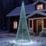 vidaXL LED vianočný stromček 370 cm 1008 LED Studená biela Oceľ Zelená