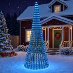 vidaXL LED vianočný stromček 370 cm 1008 LED Modrá Oceľ Zelená