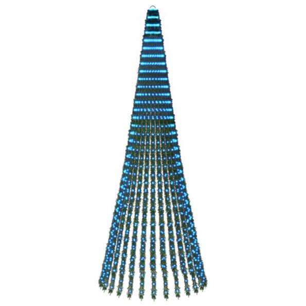 vidaXL LED vianočný stromček 370 cm 1008 LED Modrá Oceľ Zelená – Obrázok 2