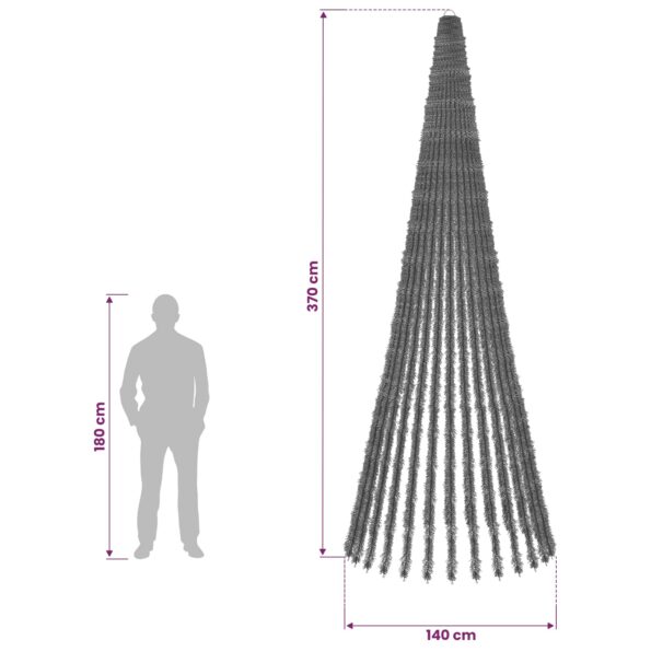 vidaXL LED vianočný stromček 370 cm 1008 LED Modrá Oceľ Zelená – Obrázok 5
