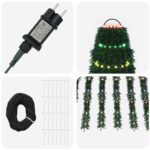 vidaXL LED vianočný stromček 370 cm 1008 LED Viac farieb Oceľ Zelená – Obrázok 4