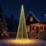 vidaXL LED vianočný stromček 470 cm 1504 LED Teplá biela Oceľ Zelená
