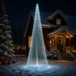 vidaXL LED vianočný stromček 470 cm 1504 LED Studená biela Oceľ Zelená
