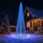 vidaXL LED vianočný stromček 470 cm 1504 LED Modrá Oceľ Zelená