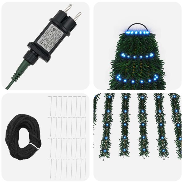 vidaXL LED vianočný stromček 470 cm 1504 LED Modrá Oceľ Zelená – Obrázok 4