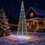 vidaXL LED vianočný stromček 470 cm 1504 LED Viac farieb Oceľ Zelená