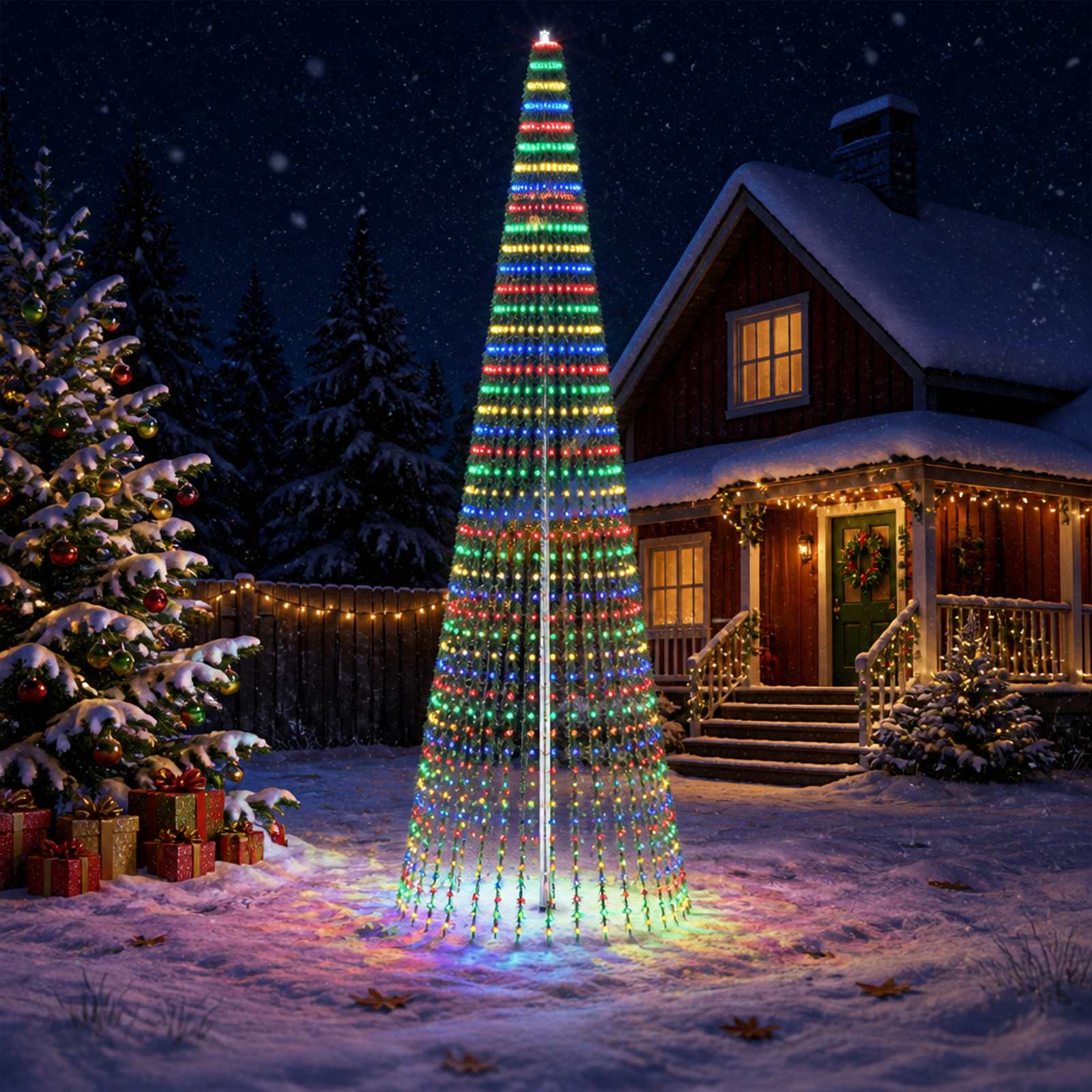 42050863_1.jpg vidaXL LED vianočný stromček 470 cm 1504 LED Viac farieb Oceľ Zelená – Obrázok 1