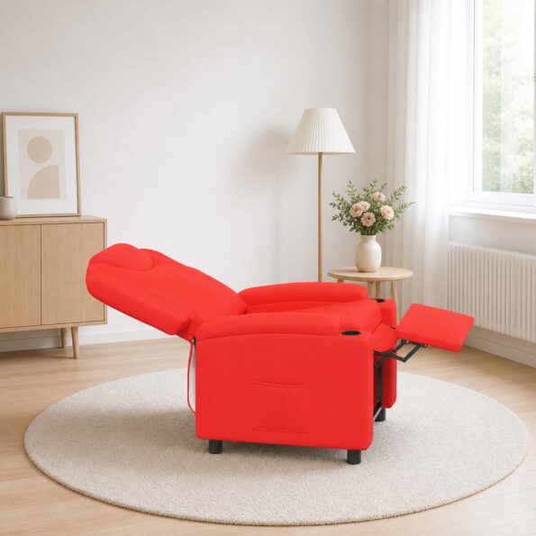 vidaXL Polohovacie kreslo Červená 75 x 95 x 106 cm Látka – Obrázok 3
