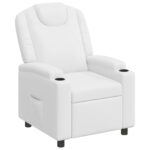 vidaXL Polohovacie kreslo Biela 75 x 95 x 106 cm Látka – Obrázok 2