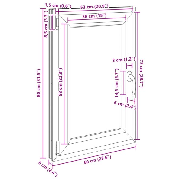vidaXL Biele vnútorné farby okna v suteréne RISOR 60 x 80 cm – Obrázok 12