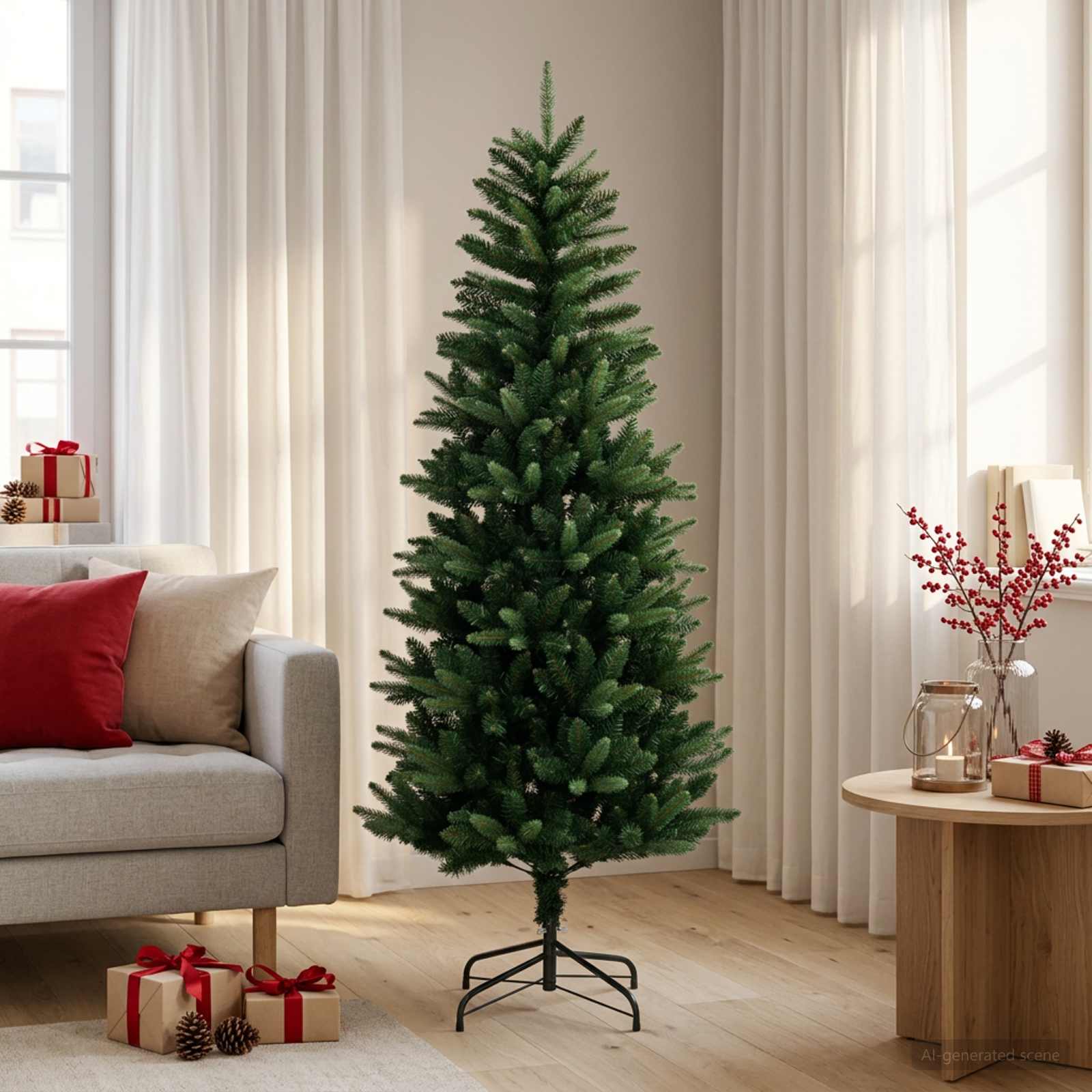 42052633_1.jpg vidaXL Artificial Hinged Christmas Tree 150 cm PE a PVC Zelená – Obrázok 1